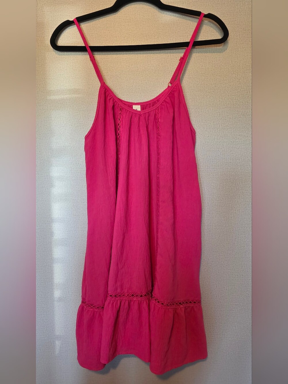Hot Pink Crochet-Trim Swim Coverup Dress - Picture 2 of 4